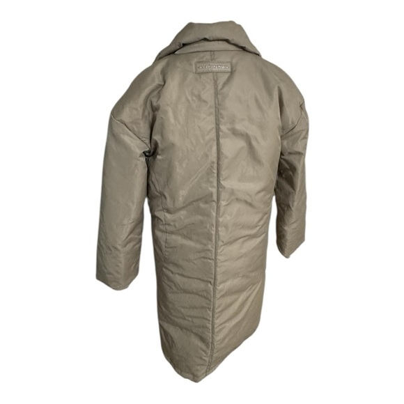 Maniere De Voir Women's Long Jacket Puffer 4 S M 6 8 Taupe Tan Cream Zipper Warm - Picture 5 of 11